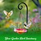 G128 Hanging Glass Bird Bath Outdoor Bird Feeder 8-inch for Garden Decoration Pink Flower Design